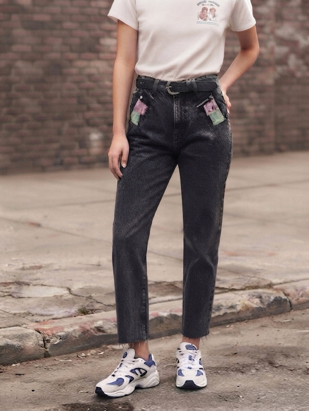 Vintage 90s Rocky Mountain Dark Grey Acid Wash High-Rise Jeans Raw Hem Size 28